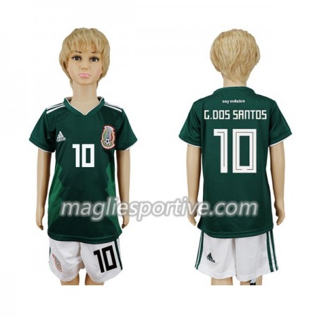 Completo Calcio Messico G.Dos Santos 10 Bambino Divisa Prima Mondiali 2018